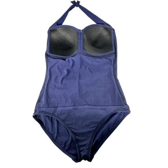 Tommy Bahama Women's 10 Swim Suit One Piece Halter Navy Blue Retro Slimming - Picture 7 of 11